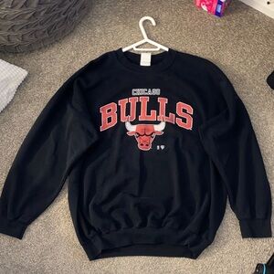 Gildan Black Crewneck Sweater with Bulls Logo